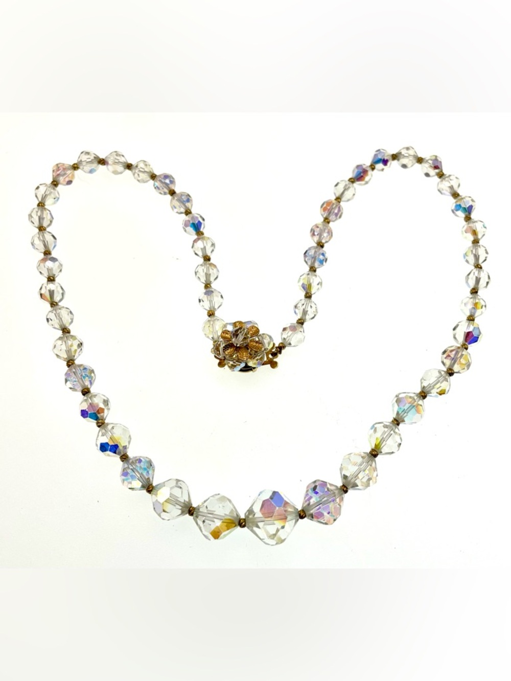Vintage AB Crystal Necklace
Floral Design Clasp Wedding Bridal